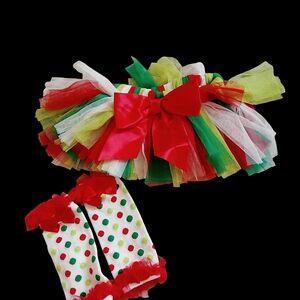 Baby Essentials Red, Green, and White Tutu Set